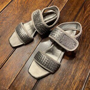 Woven Leather Heeled Sandal Metallic Sesto Meucci Gyrta 9M